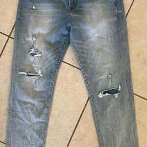 Express Men's Ripped Light Blue Skinny Jeans